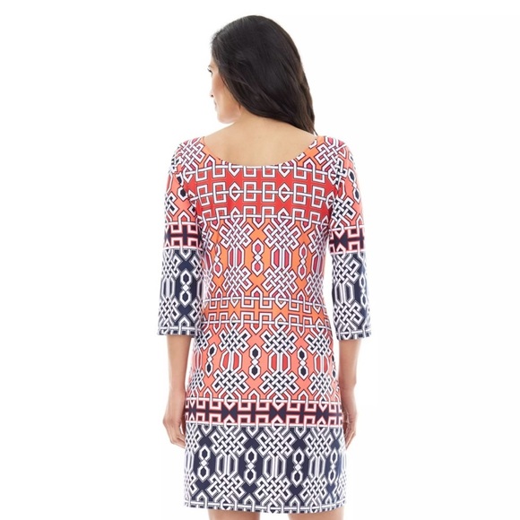 Women’s 3/4 Sleeve Dress Geometric‎ Size Large - Picture 1 of 9